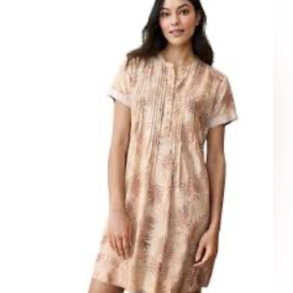 Faherty Tropical Printed Short-Sleeve Shift Dress EUC